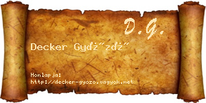 Decker Győző névjegykártya